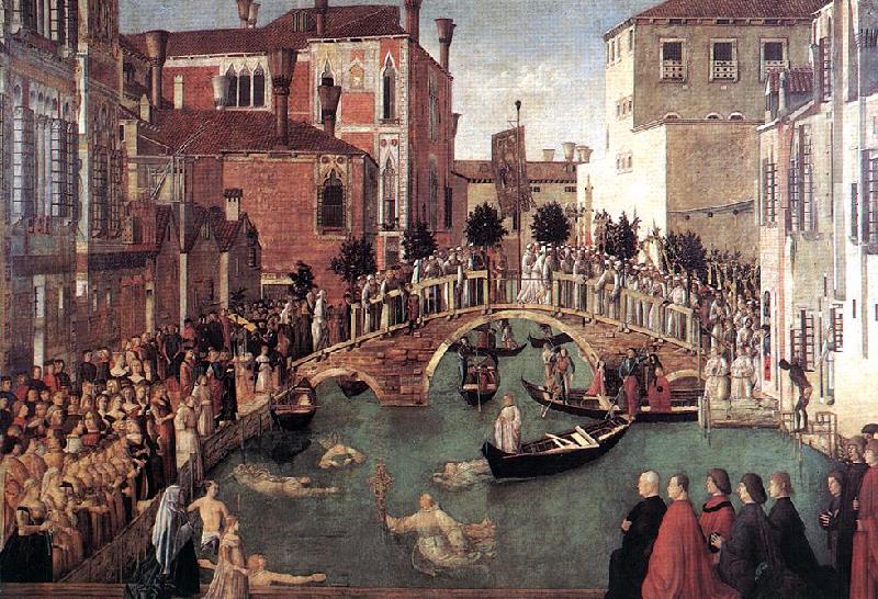 BELLINI, Gentile Miracle of the Cross at the Bridge of S. Lorenzo France oil painting art